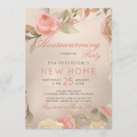 Luxe Coral Gold Foil Floral House Party