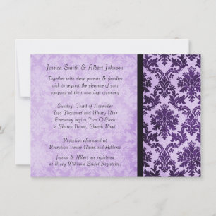 Invitation Luxe Elegant Damask Purple Rose Mariage Inviter