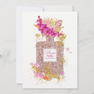 Invitation Luxe Elégant Parties scintillant Rose Parfum 1 Inv
