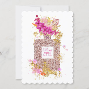 Invitation Luxe Elegant Parties scintillant Rose Parfum Invit