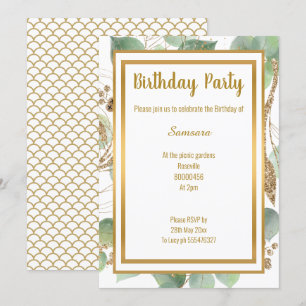 INVITATION LUXE EUCALYPTUS MERMAID INSPIRÉ TOUTE OCCASION