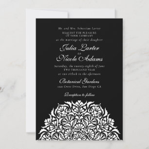 Invitation Luxe Fantaisiste Mariage Floral Bordure Style Ivoi