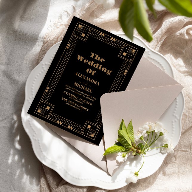 Invitation Luxe Gold Art Déco Grand Mariage des années 1920 (Créateur téléchargé)