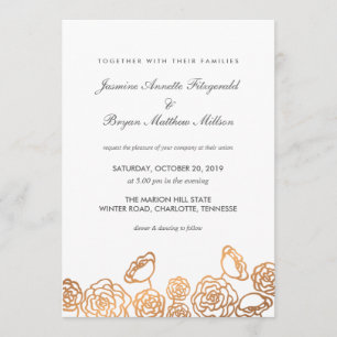 Invitation Luxe Gold Foil Floral Moderne Mariage