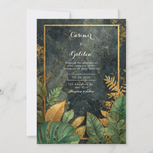 Invitation Luxe Green Botanical & Gold VIP Mariage