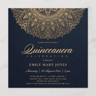 INVITATION LUXE MARINE GOLD CLASSIQUE ORNATE MANDALA QUINCEAN