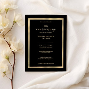Invitation Luxe or noir 50e anniversaire de Mariage