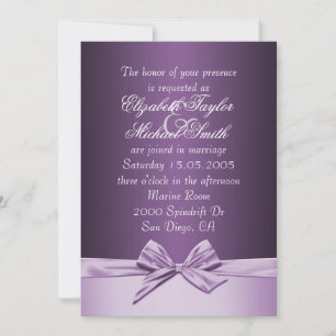 Invitation Luxe Purple Elegant Ribbon Wedding Invite