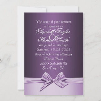 Invitation Luxe Purple Elegant Ribbon Wedding Invite