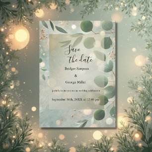 Invitation luxe Sage Green Eucalyptus Mariage coffre-fort dat