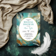 Luxe Turquoise Gold Brushstroke Bridal Shower