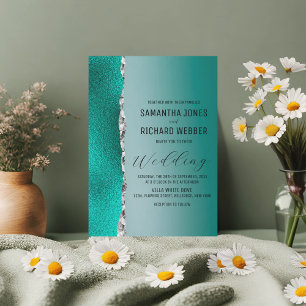 Invitation Luxe Turquoise Turquoise Silver Parties scintillan