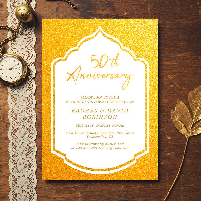 Invitation Luxueux 50e anniversaire de Mariage Golden (Créateur téléchargé)