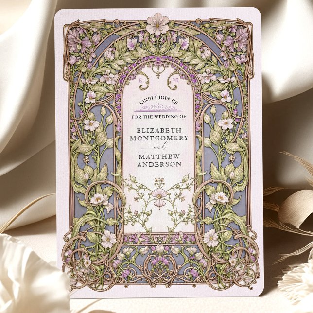 Invitation Luxueux Art Nouveau Floral Mariage (Créateur téléchargé)