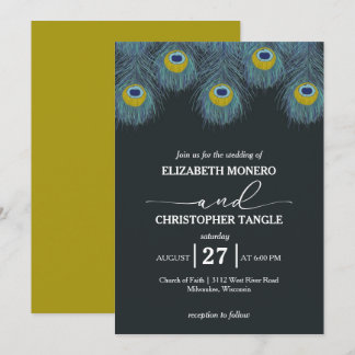 Invitation Luxueux et élégant | Mariage Peacock Feather