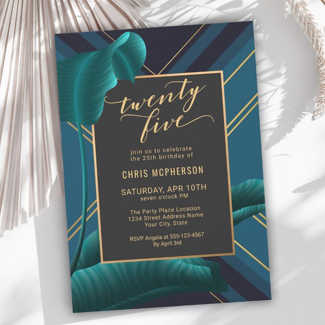 Invitation Luxueux Foliage Tropical 25e anniversaire (Available as a digital download for your convenience!)
