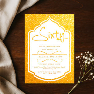 Invitation Luxueux Gold Script 60E fête d'anniversaire