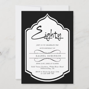 Invitation Luxueux Gold Script 80E fête d'anniversaire