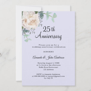 Invitation Luxueux lin lavande pour les 25 ans de mariage