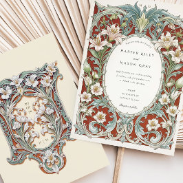 Invitation Luxueux Lys blancs Art Nouveau Mariage