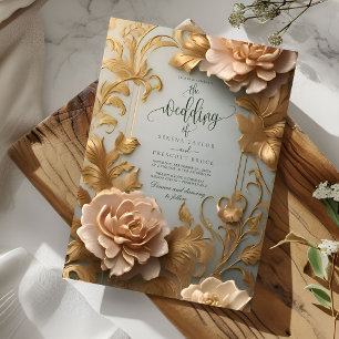 Invitation Luxueux Mariage aux motifs floraux d'inspiration V
