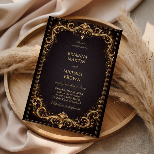 Invitation Luxueux Ornement Doré Brillance