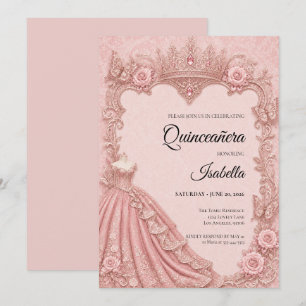 Invitation Luxueux Papillons Roses Floral Quinceañera