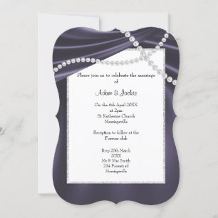 INVITATION LUXUEUX POURPLE SATIN DIAMOND ÉLÉGANT MARIAGE