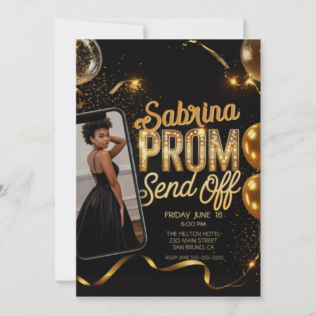 Invitation Luxueux Prom Photo Moderne Envoyer Hors Graduation (Devant)