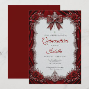 Invitation Luxueux Quinceañera Arc Argent Rouge