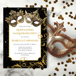 Invitation Luxueux Quinceañera Masquerade Party