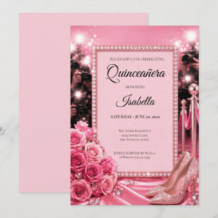 Invitation Luxueux Quinceañera Rose
