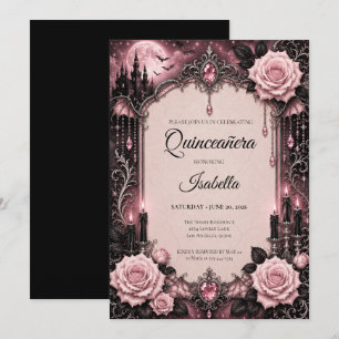 Invitation Luxueux Quinceañera Rose