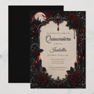 Invitation Luxueux Quinceañera Rouge & Noir