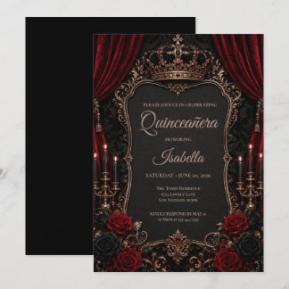 Invitation Luxueux Quinceañera Rouge & Noir