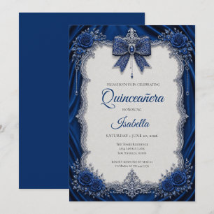 Invitation Luxueux Quinceañera Royal Bleu Argent