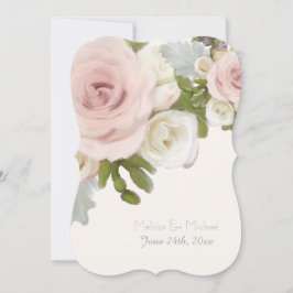 Invitation Luxueux Romantique Floral Mariage Rose Succulents