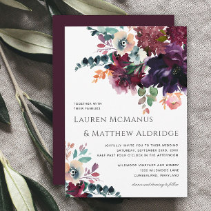 Invitation Luxueux Vin Elégant Bouquet Mariage