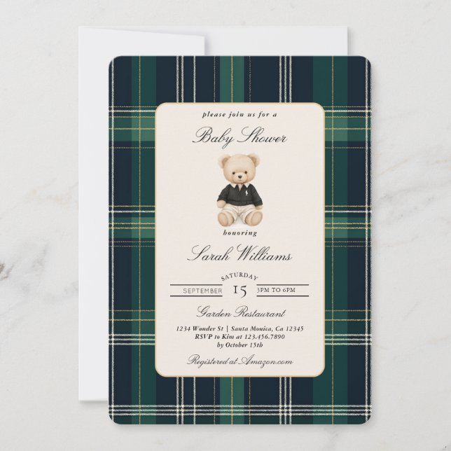 Invitation Luxury Baby Boy Shower Boy (Devant)