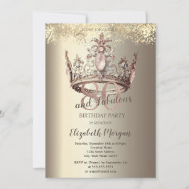 Invitation Luxury Crown Gold Confetti 80e anniversaire