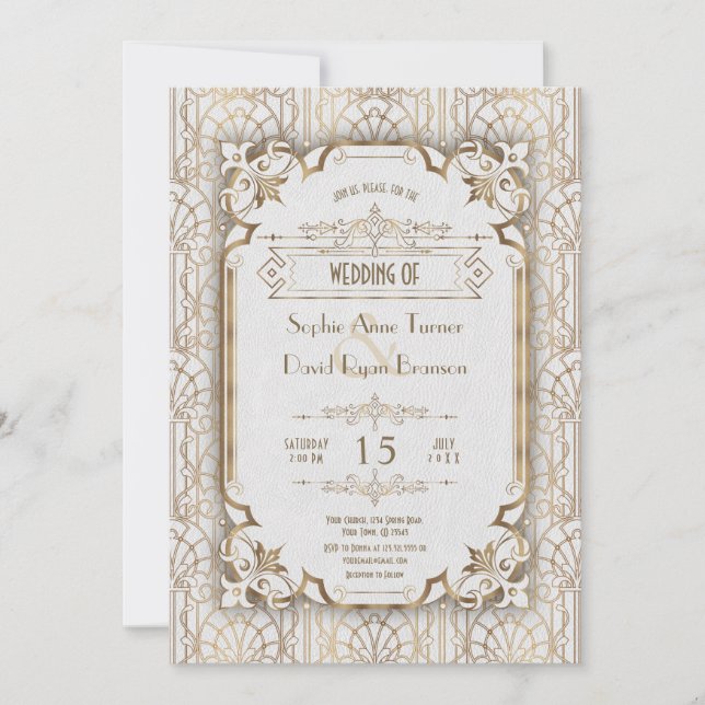 Invitation Luxury Gold Art Deco Great 20s Wedding (Devant)