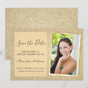 Invitation Luxury Gold Parties scintillant Sweet 16 Enregistr
