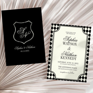 Invitation Luxury Old Money Black Vintage Ivory Wedding