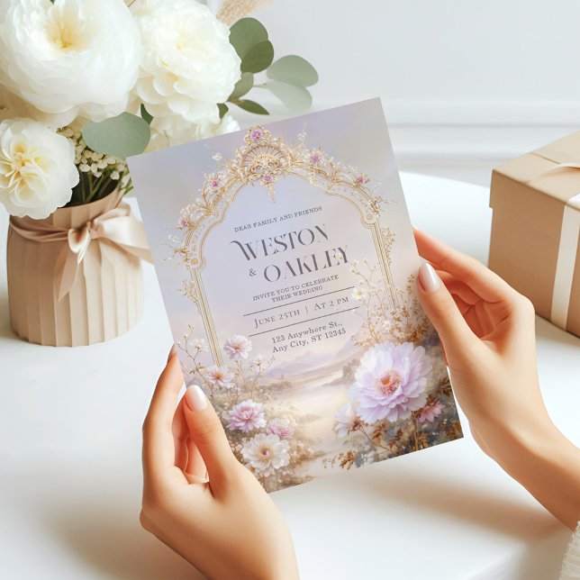 Invitation Luxury Ornate Gold Arch Pink Peony Floral Wedding (Créateur téléchargé)