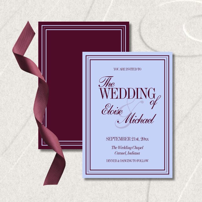 Invitation Luxury Periwinkle and Plum Formal Wedding  (Luxury Periwinkle and Plum Formal Wedding Invitation)