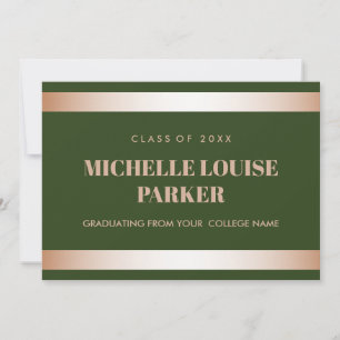 Invitation Luxury Rose Gold Green Photo Graduation