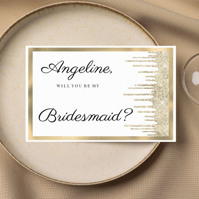 Invitation Luxury white gold glitter drips Bridesmaid  (Luxury white gold glitter drips Bridesmaid )