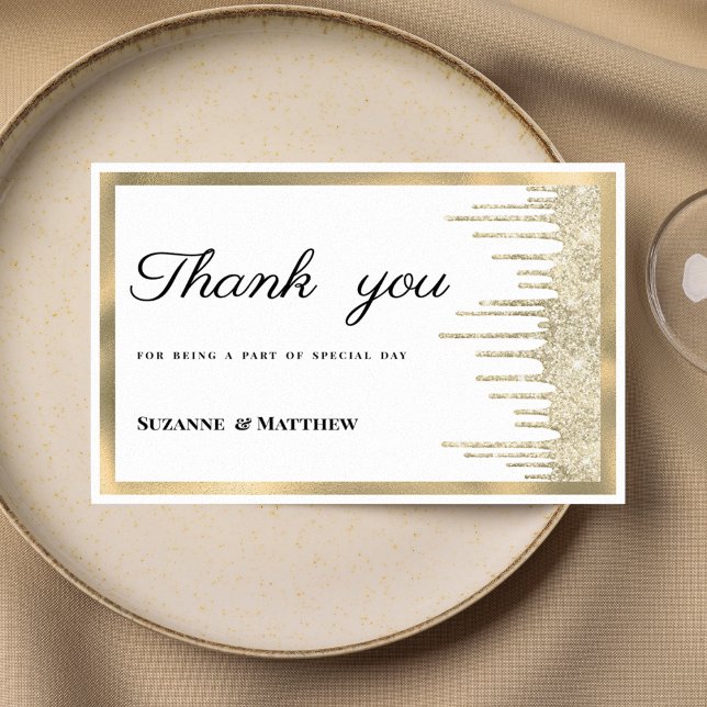 Invitation Luxury white gold glitter drips Thank You (Luxury white gold glitter drips Thank You)