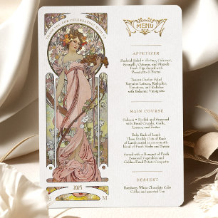 Invitation Luxus Menu Mariage Art Nouveau par Mucha