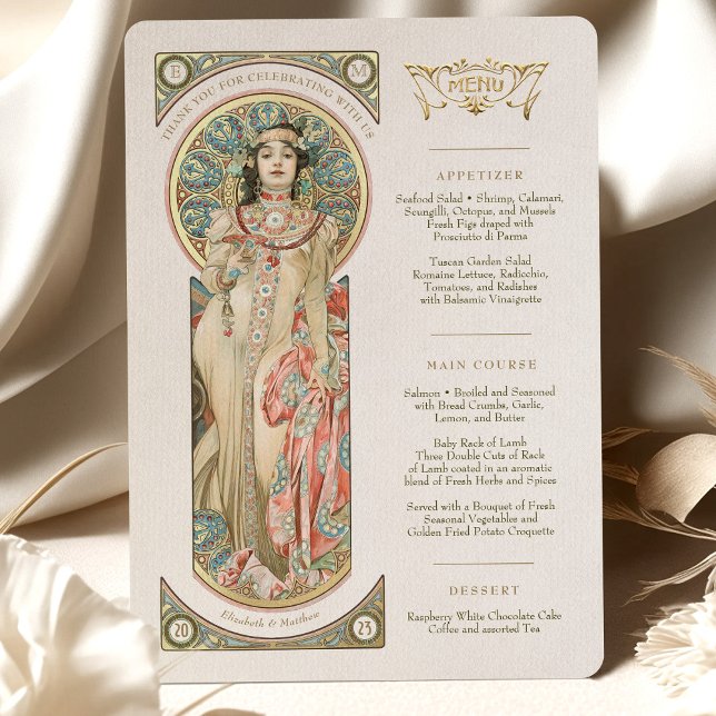 Invitation Luxus Menu Mariage Art Nouveau par Mucha (Créateur téléchargé)